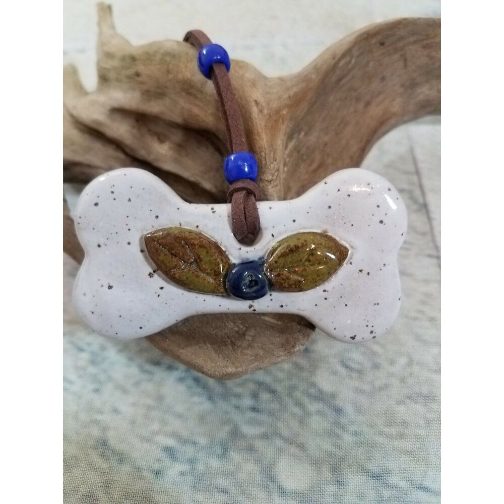 Dog Bone Ornament Stoneware Clay Pottery Christmas